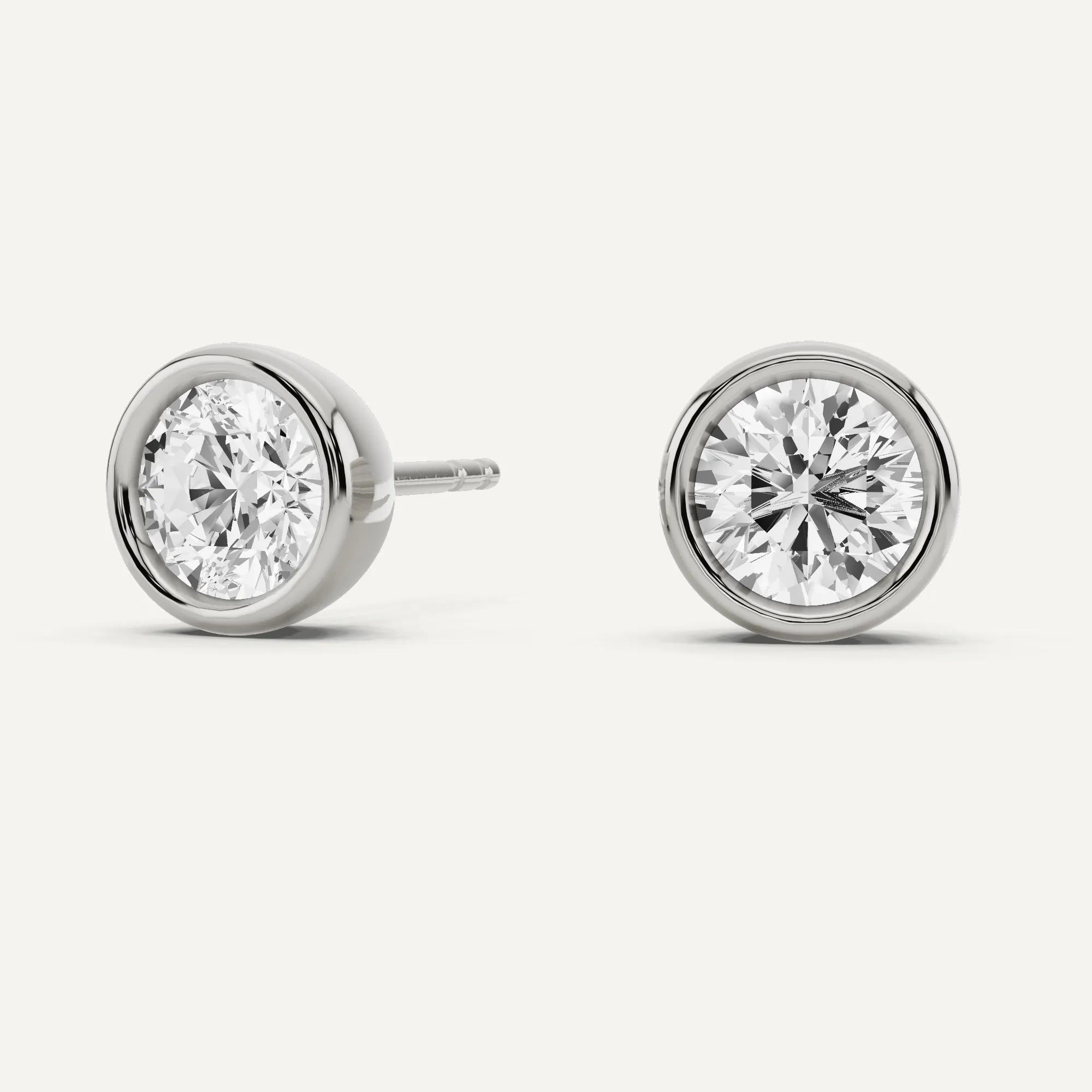 1 1/2 ctw Round Diamond Bezel Set Solitaire Stud Earrings