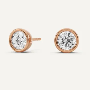 1 1/2 ctw Round Diamond Bezel Set Solitaire Stud Earrings