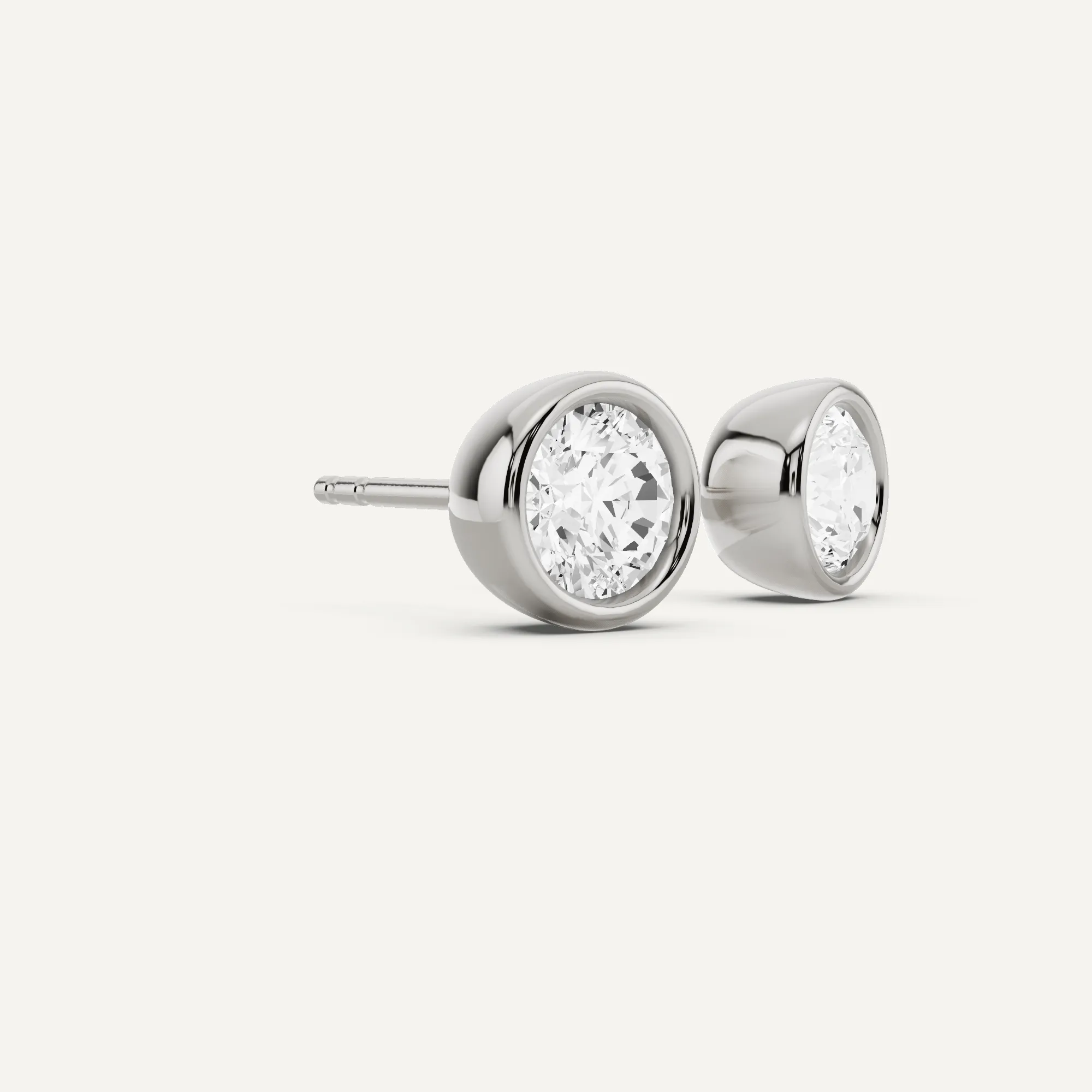 1 1/2 ctw Round Diamond Bezel Set Solitaire Stud Earrings