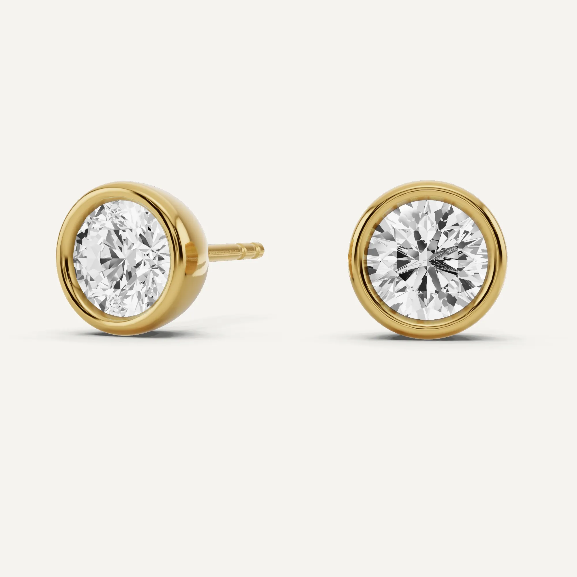 1 1/2 ctw Round Diamond Bezel Set Solitaire Stud Earrings