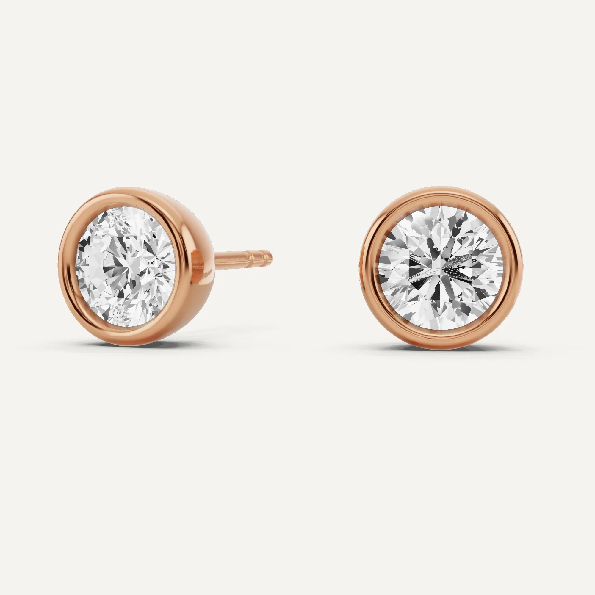 1 1/2 ctw Round Diamond Bezel Set Solitaire Stud Earrings