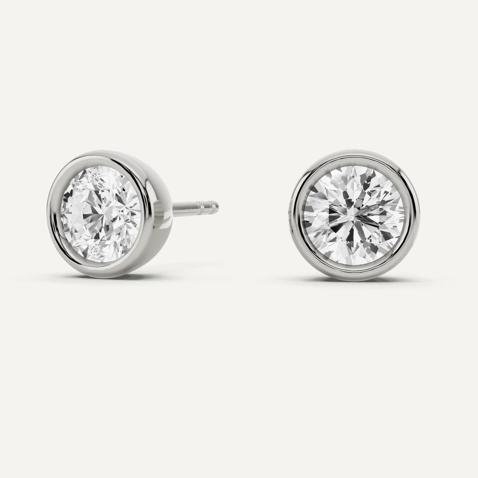 1 1/2 ctw Round Diamond Bezel Set Solitaire Stud Earrings