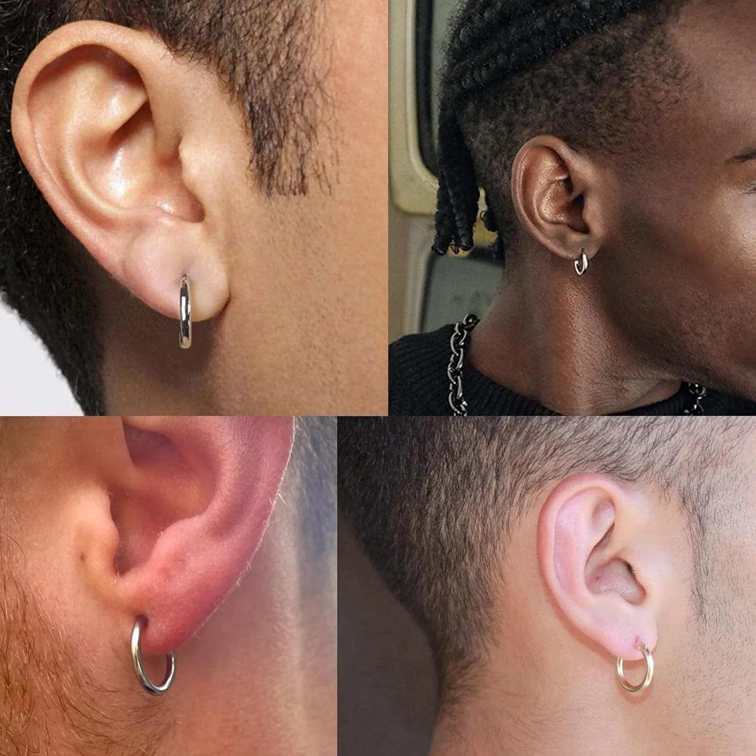 10 Pairs Silver Hoop Earrings Set for Women Surgical Steel Hoop Earrings Lightweight Hypoallergenic Tiny Small Hoops For Girls Men 8mm 10mm 12mm 14mm 16mm