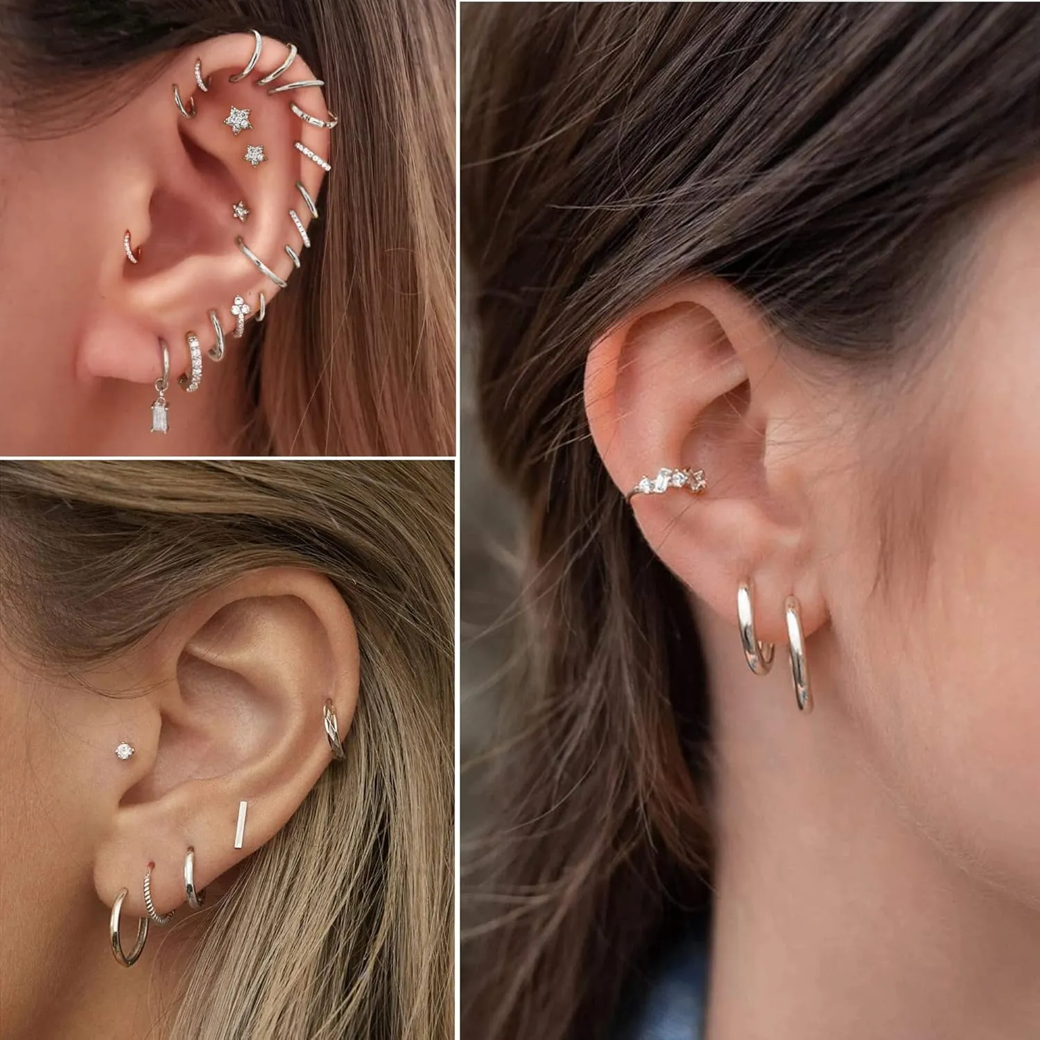 10 Pairs Silver Hoop Earrings Set for Women Surgical Steel Hoop Earrings Lightweight Hypoallergenic Tiny Small Hoops For Girls Men 8mm 10mm 12mm 14mm 16mm