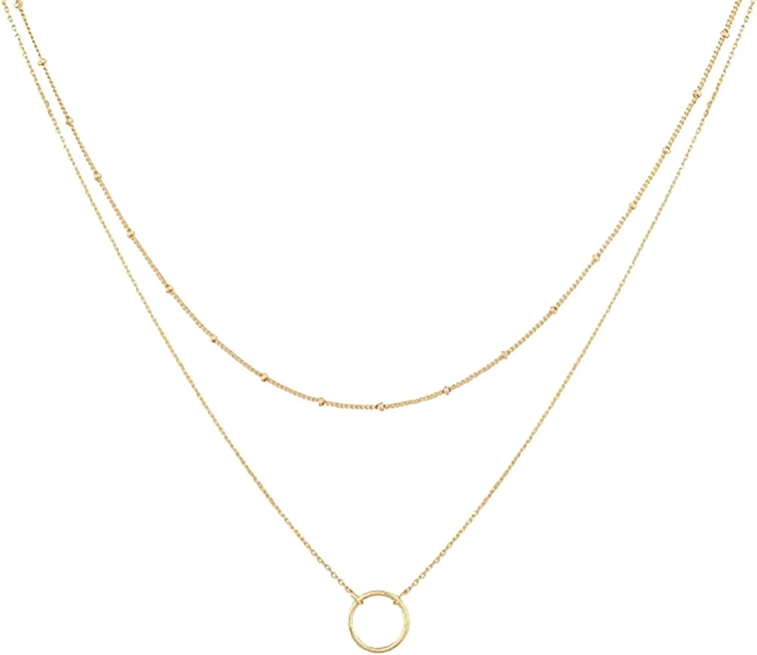 14K Gold Plated/925 Sterling Silver Layering Necklaces Stylish Minimalist Design Pendant Necklaces Choker Necklace for Women