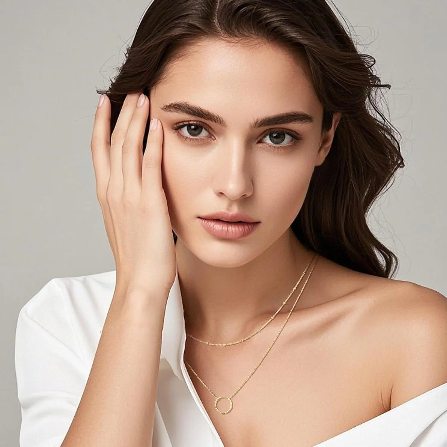 14K Gold Plated/925 Sterling Silver Layering Necklaces Stylish Minimalist Design Pendant Necklaces Choker Necklace for Women