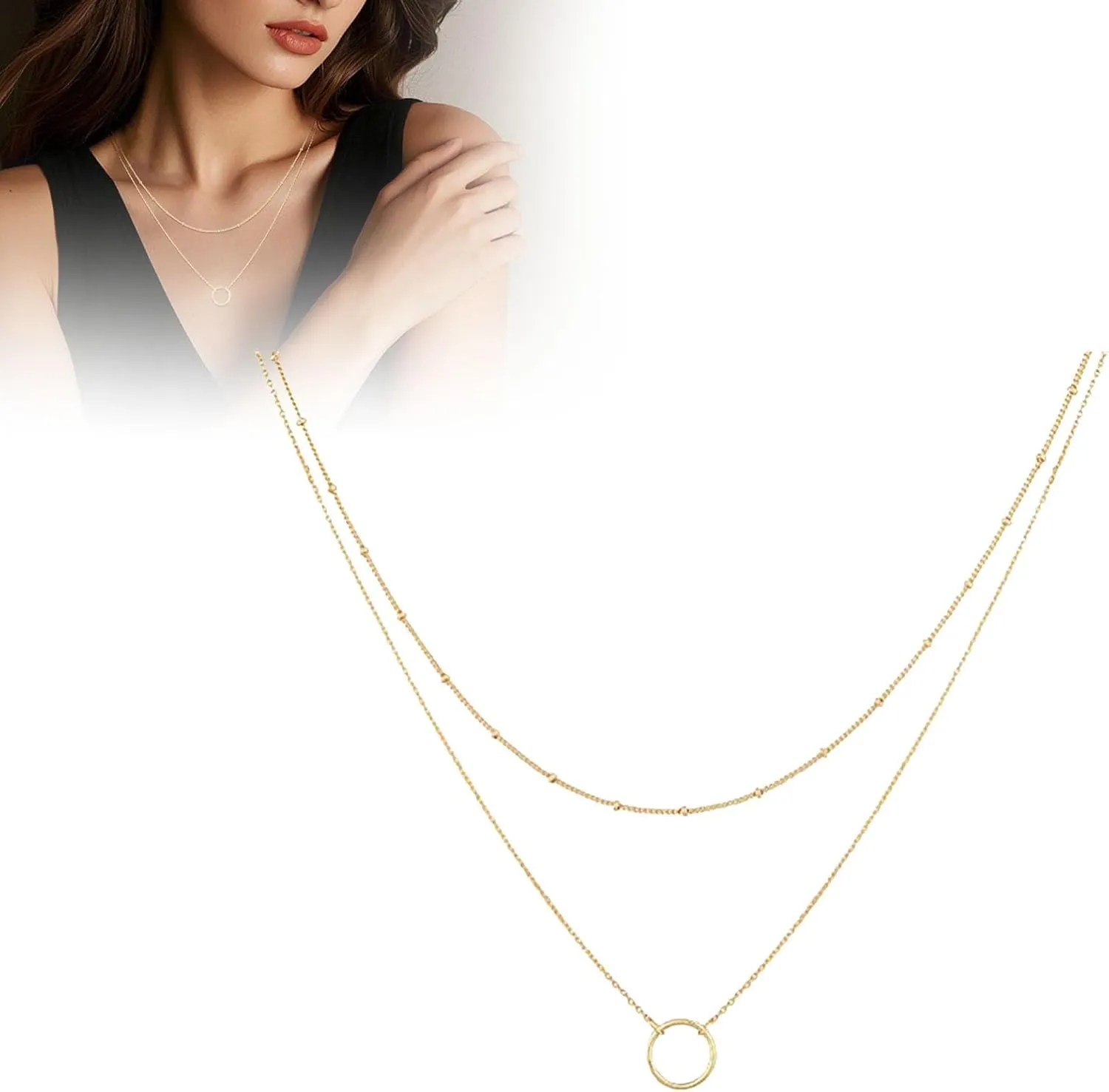 14K Gold Plated/925 Sterling Silver Layering Necklaces Stylish Minimalist Design Pendant Necklaces Choker Necklace for Women