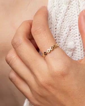 14k Gold Square Link Ring