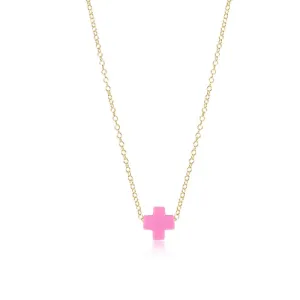 16" Necklace Gold - Signature Cross Bright Pink