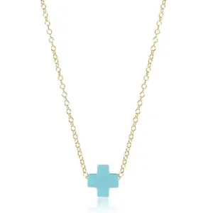 16" Necklace Gold - Signature Cross Turquoise