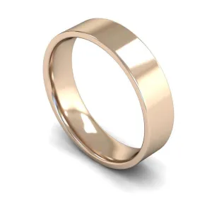 18ct Rose Gold Lightweight Flat Court/Edge 5mm Wedding Ring
