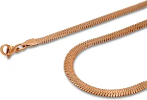 18k Gold Plated 5mm Snake Herringbone Flat Link Chain Necklace Choker for Men & Women Solid 316l Stainless Steel Waterproof