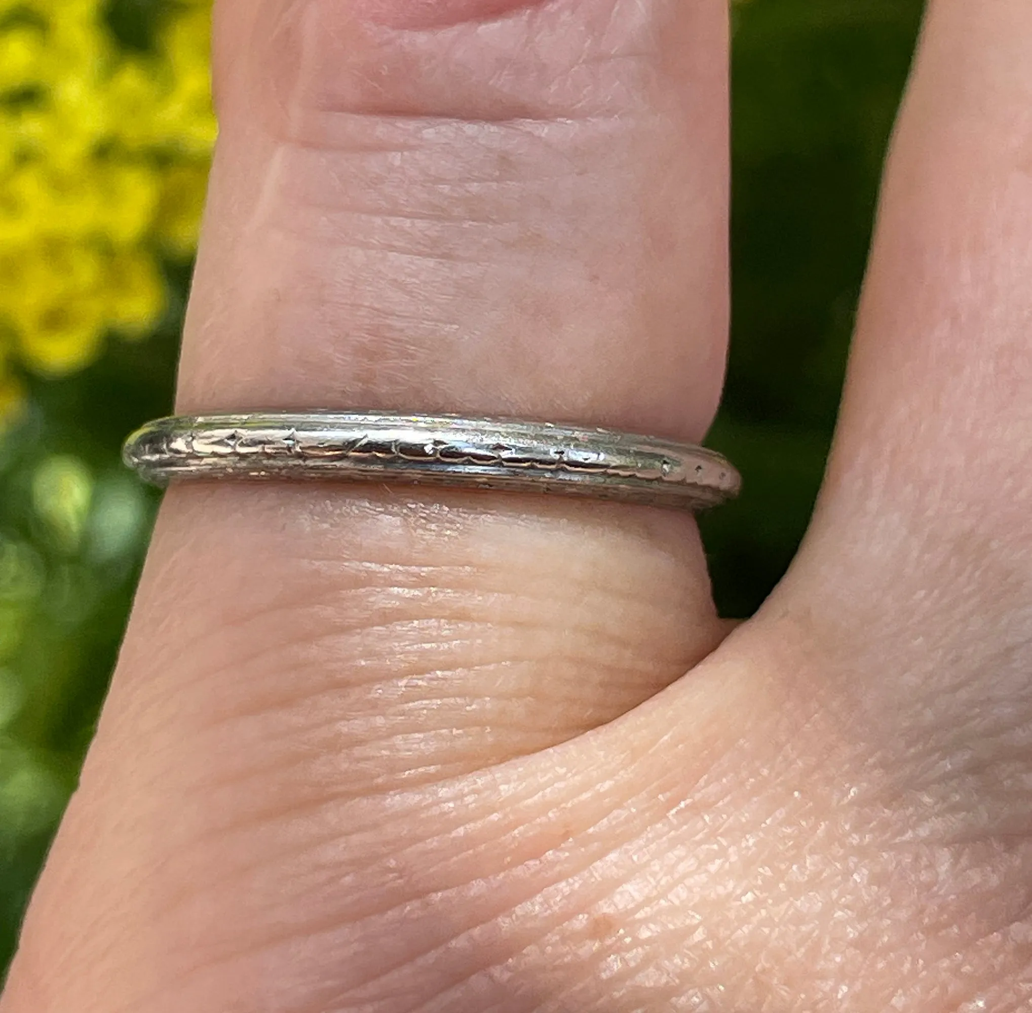 1939 Art Deco Slim Wedding Anniversary Platinum Band Ring