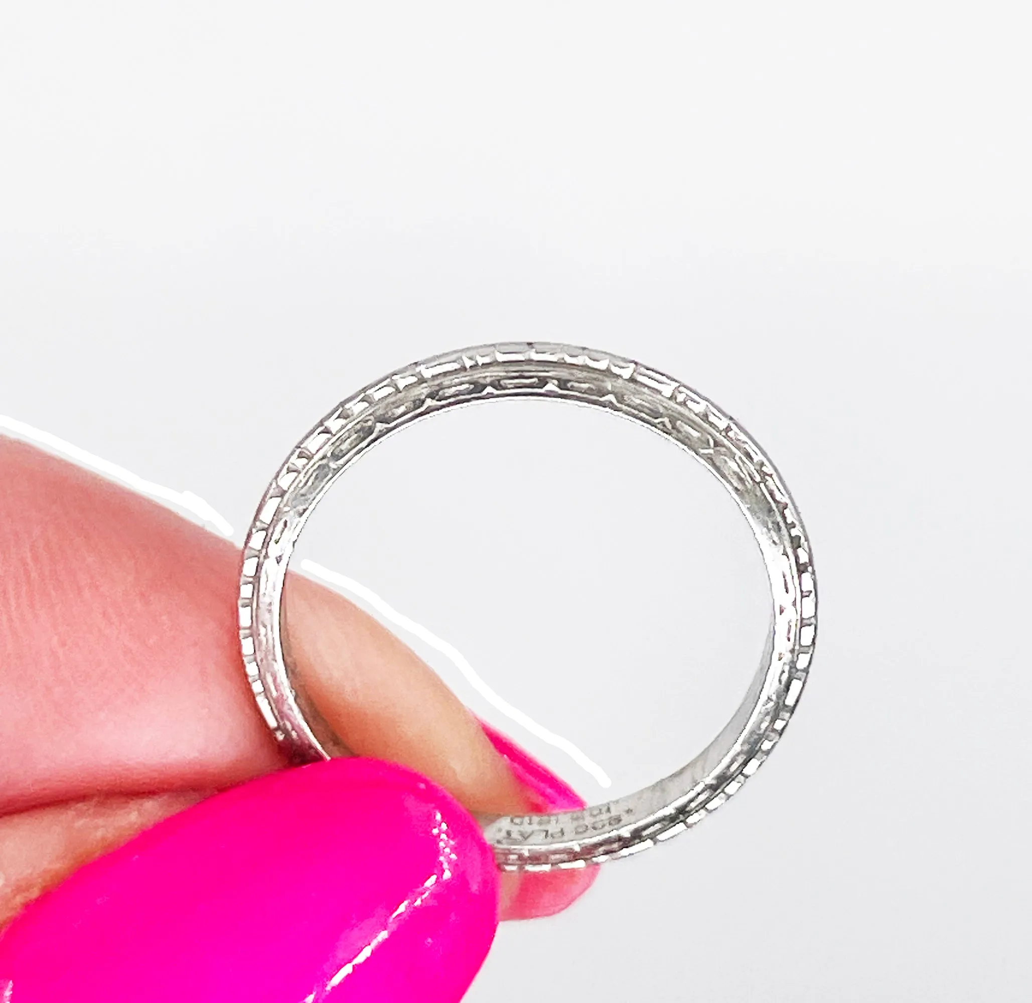 1939 Art Deco Slim Wedding Anniversary Platinum Band Ring