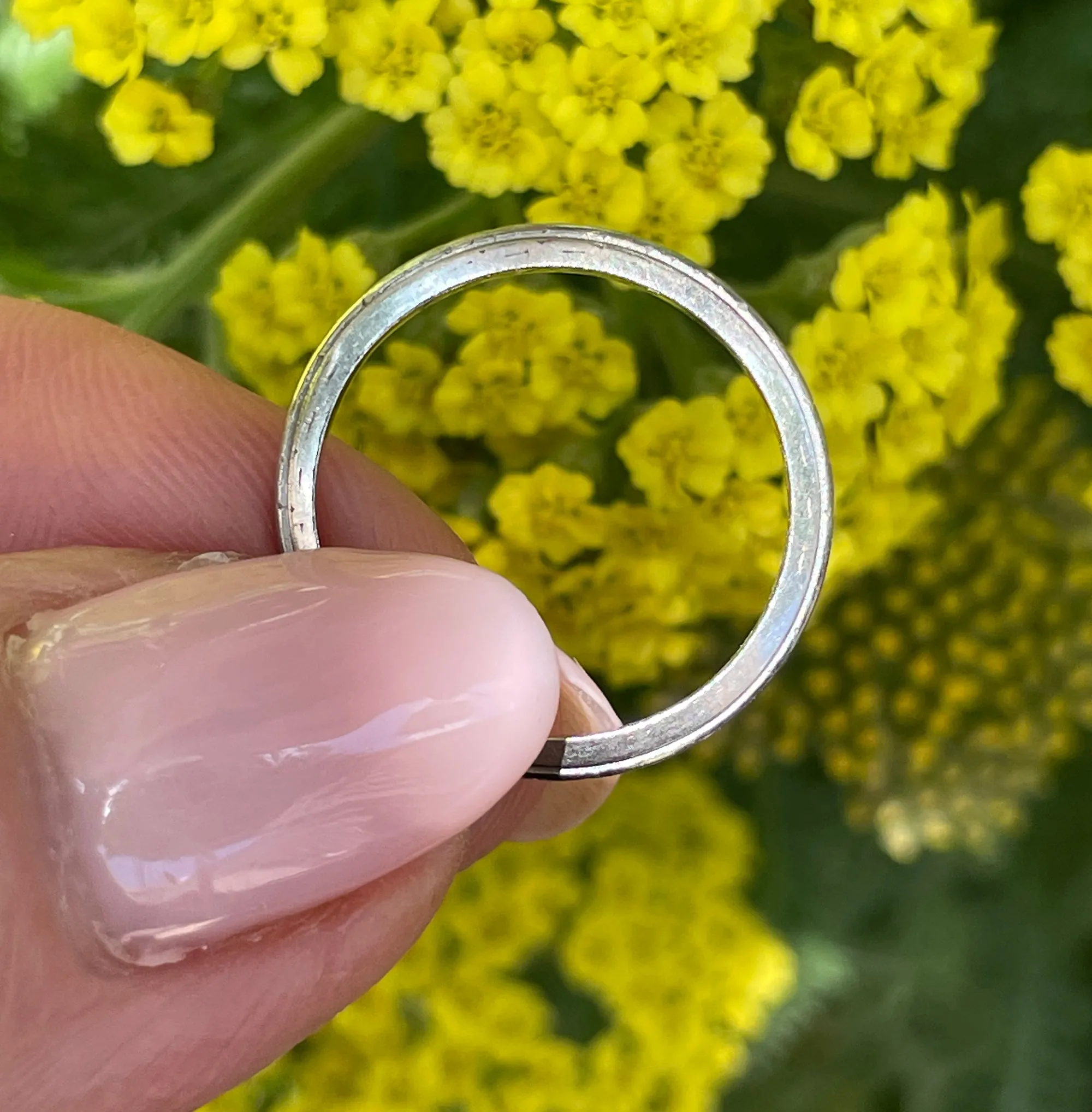 1939 Art Deco Slim Wedding Anniversary Platinum Band Ring