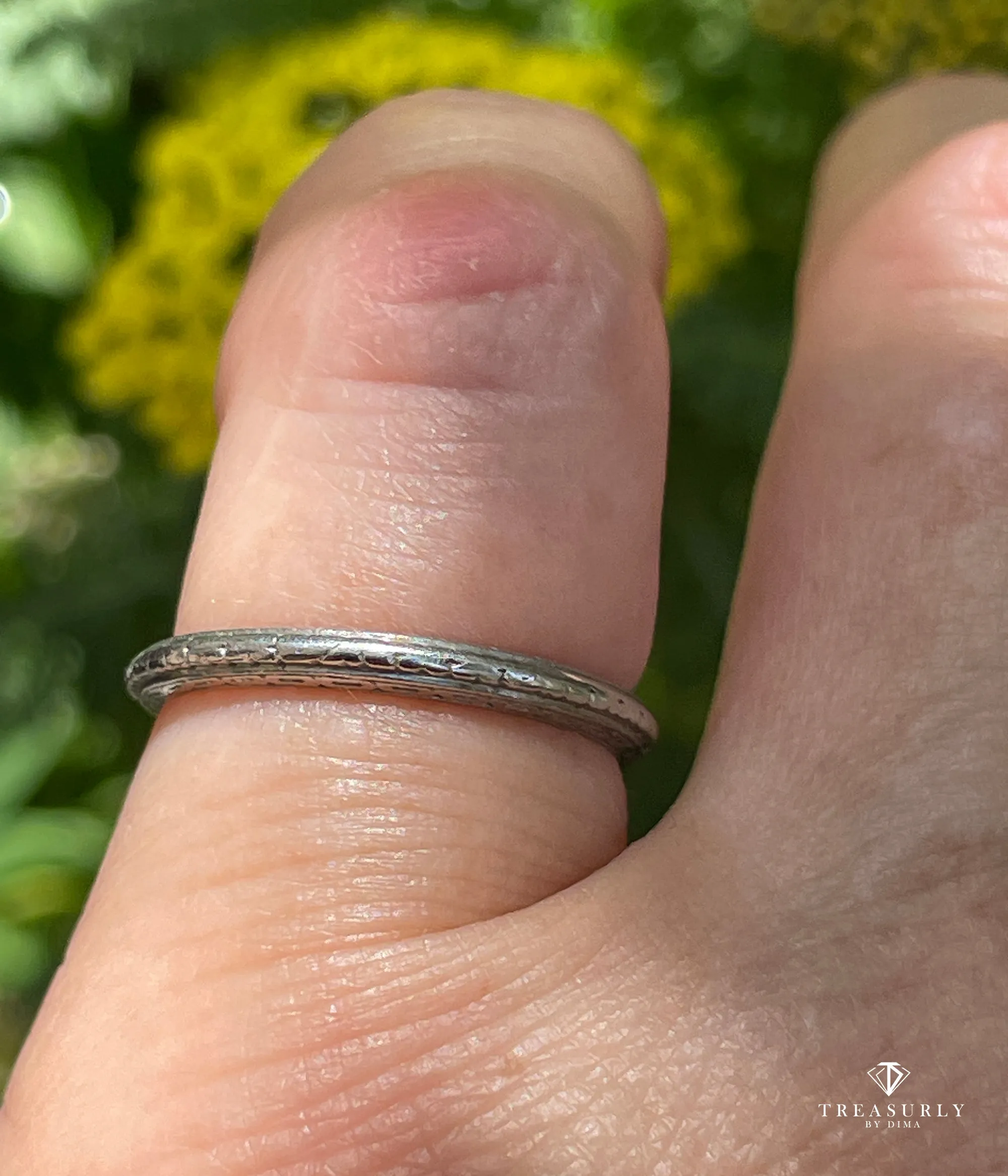 1939 Art Deco Slim Wedding Anniversary Platinum Band Ring