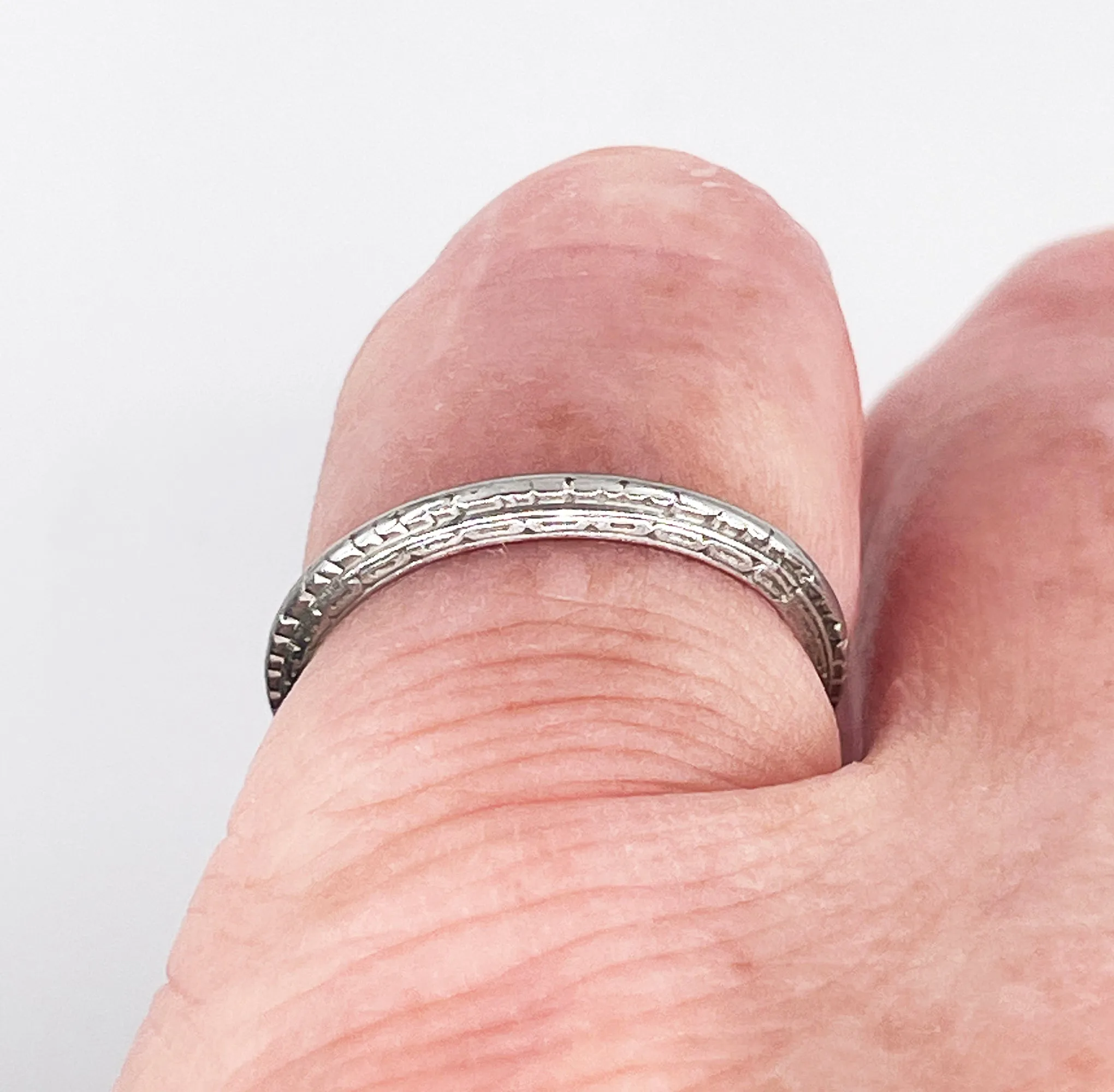 1939 Art Deco Slim Wedding Anniversary Platinum Band Ring
