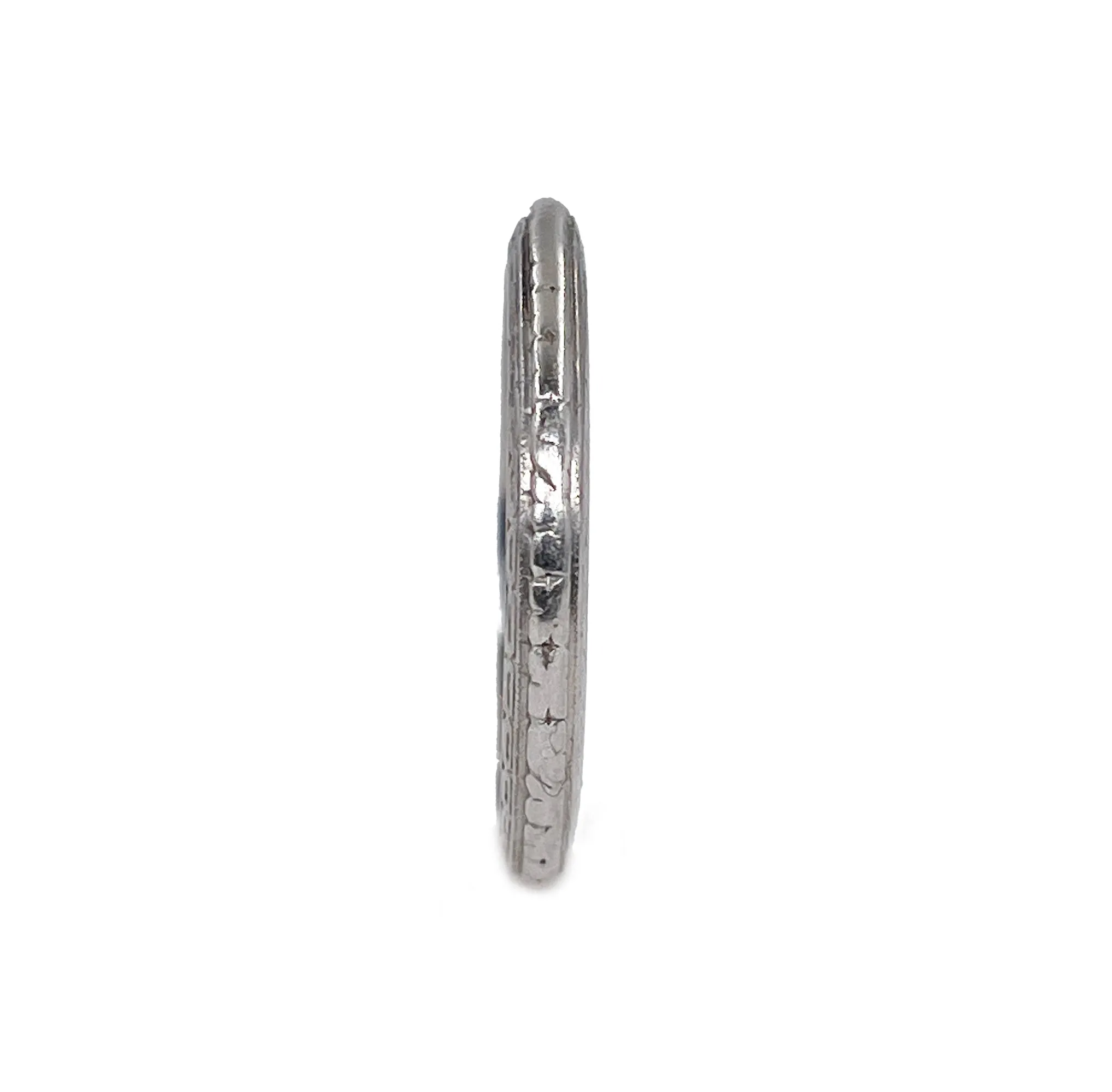 1939 Art Deco Slim Wedding Anniversary Platinum Band Ring