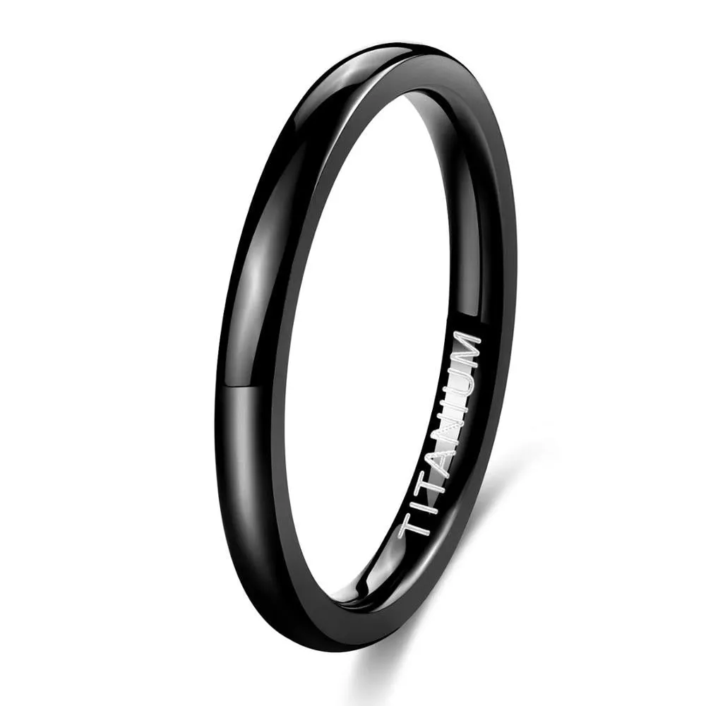 2mm Slim Blue, Rose Gold, Silver or Black Titanium Unisex Ring