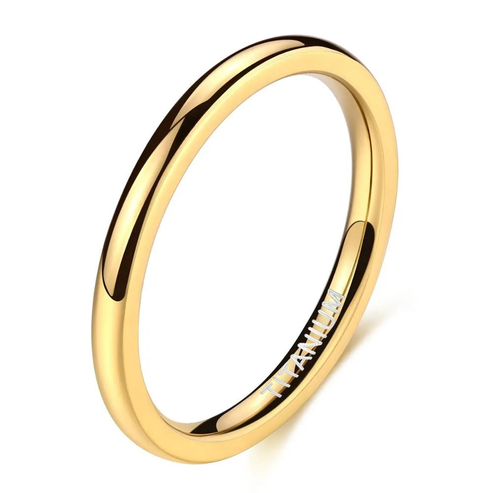2mm Slim Blue, Rose Gold, Silver or Black Titanium Unisex Ring