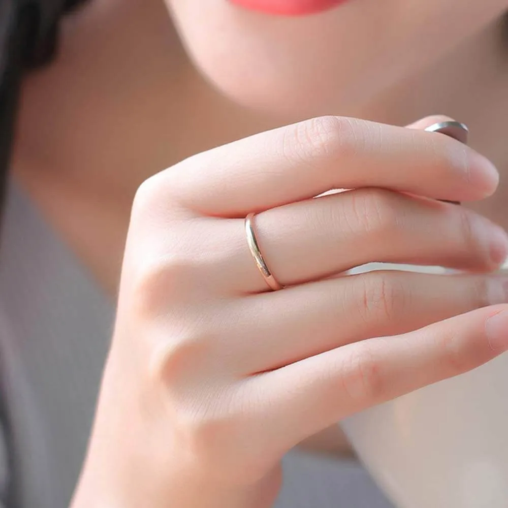 2mm Slim Blue, Rose Gold, Silver or Black Titanium Unisex Ring