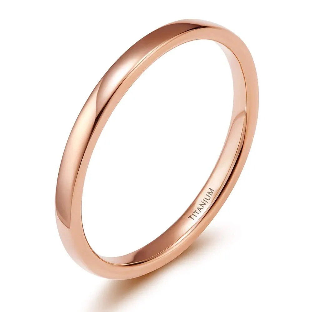2mm Slim Blue, Rose Gold, Silver or Black Titanium Unisex Ring