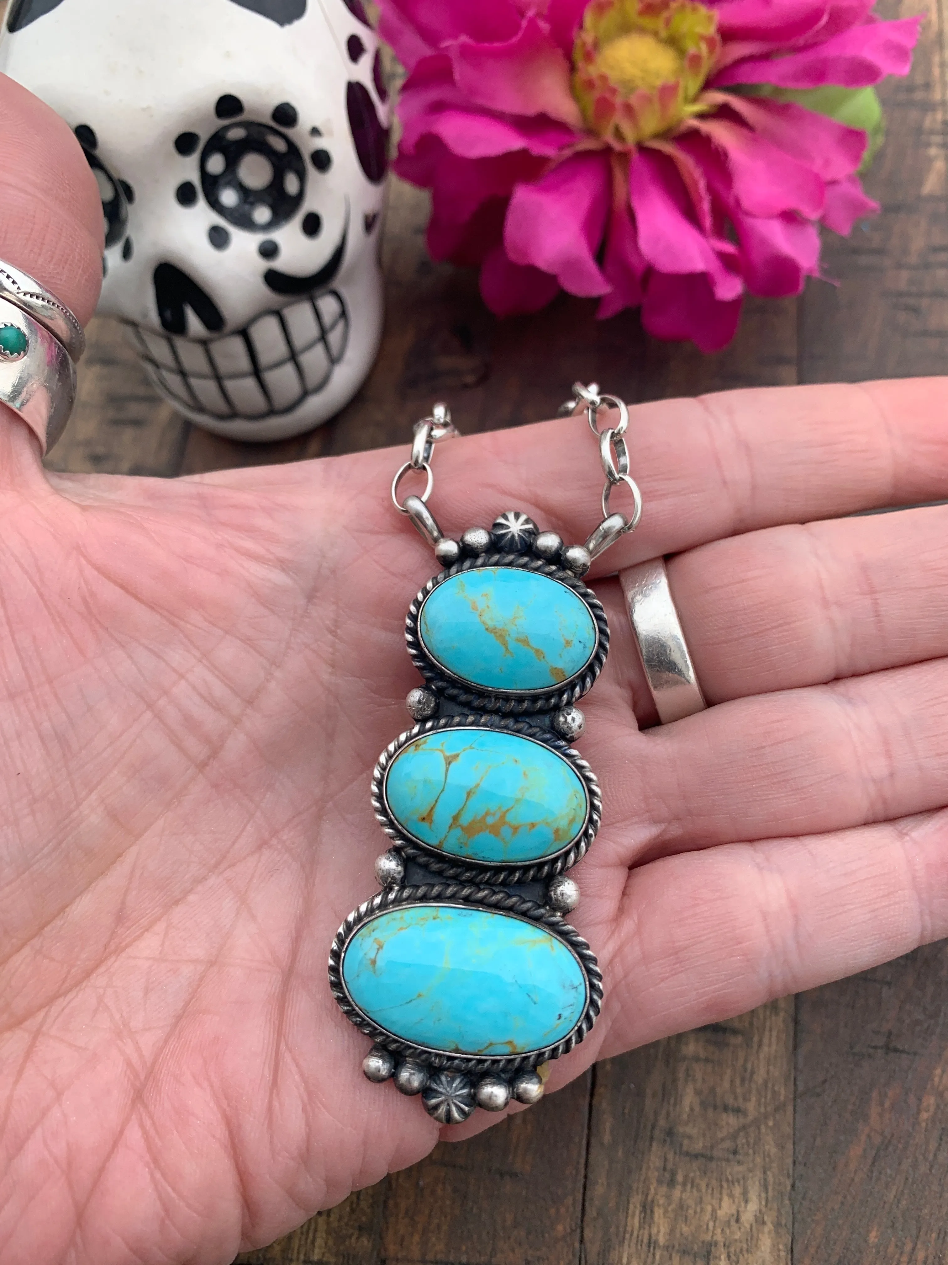 3 Stone Kingman Necklace #5