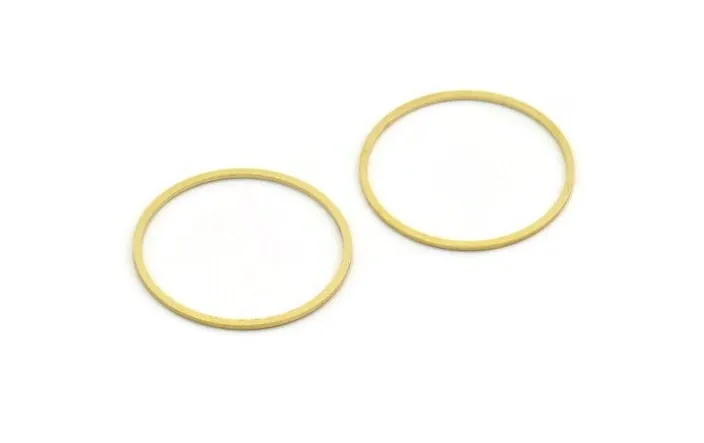 32mm Circle Connectors - 24 Raw Brass Circle Connectors (32x1x0.80mm) A6096