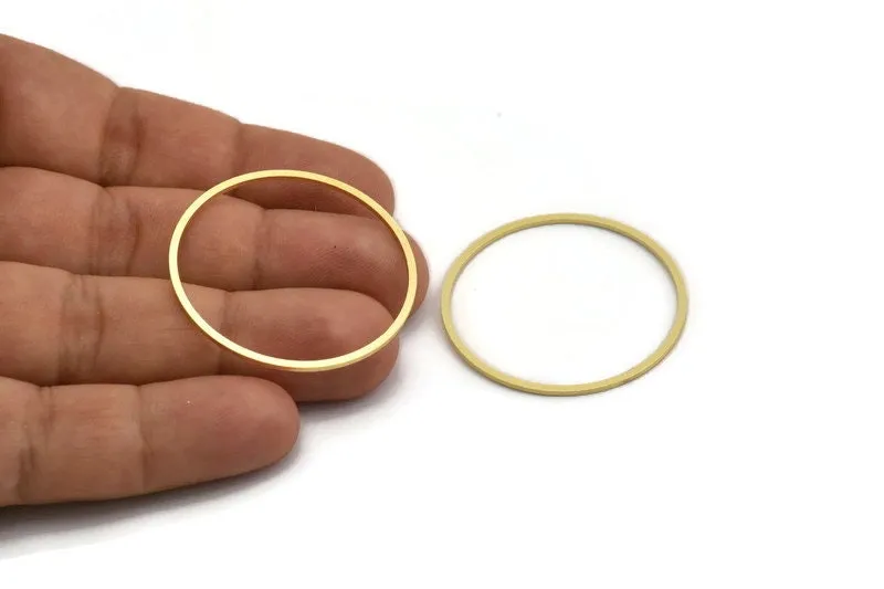 37.5mm Circle Connectors - 12 Raw Brass Circle Connectors (37.5x1.4x1mm) A6094