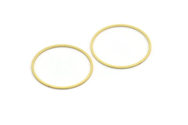 37.5mm Circle Connectors - 12 Raw Brass Circle Connectors (37.5x1.4x1mm) A6094