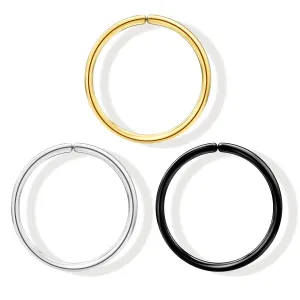 3Pcs Thin Nose Rings Hoops for Women, 14K Gold Plated Solid 925 Sterling Silver, Rose Gold, Black, 22 Gauge Nose Rings 8mm, 22G Gold Nose Ring, Small Nose Rings