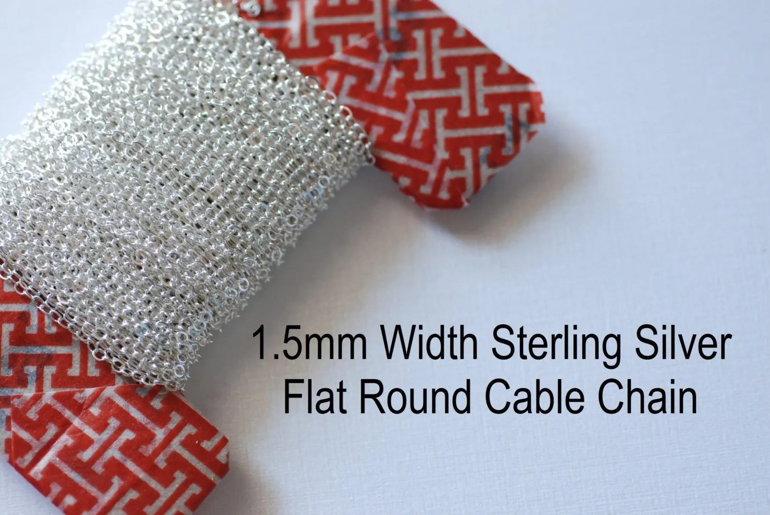5ft Sterling Silver Flat Cable Chain, 2x1.5 mm basic flat cable chain, Sterling Silver or Gold Filled Flat Cable Chain 1.5mm