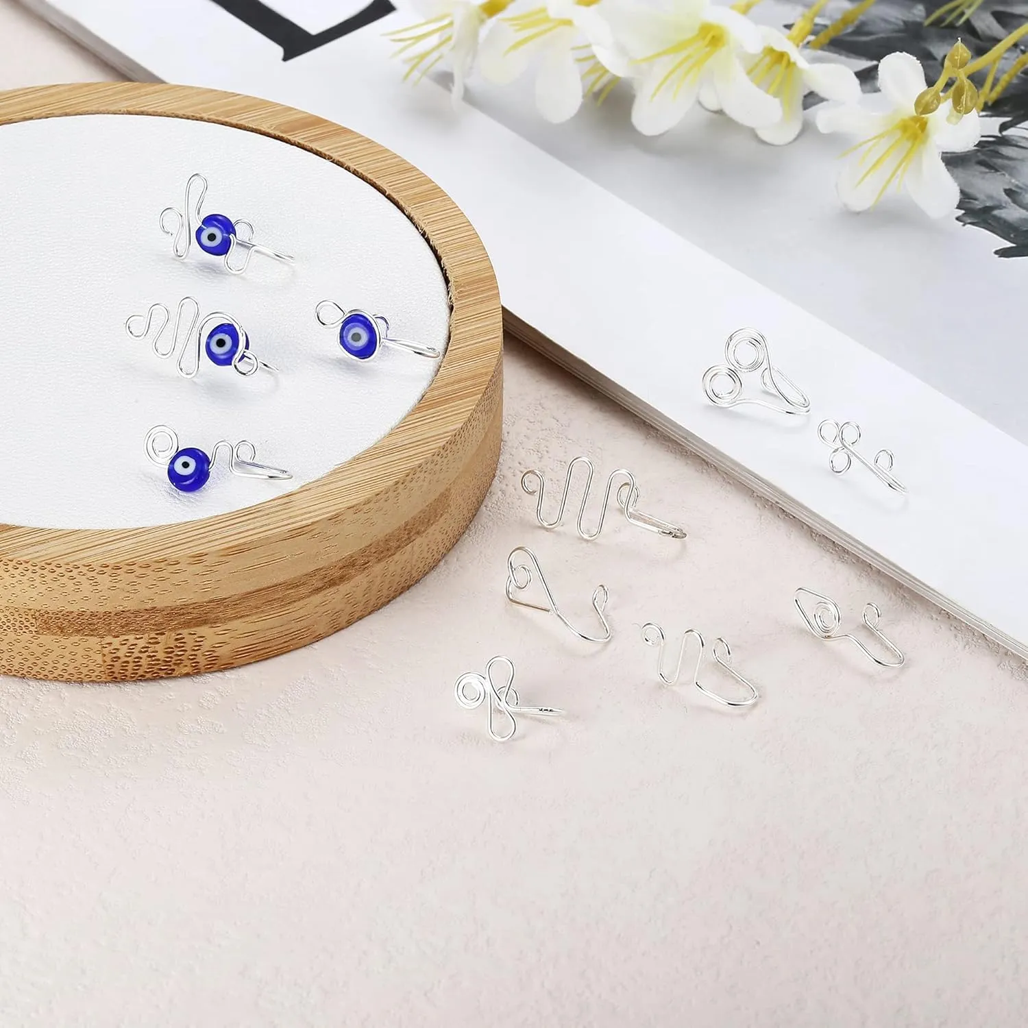 9-16pcs Multi-Style Adjustable Fake Nose Rings for Women Fake Nose Cuffs for Non Pierced Nose Heart Flower Butterfly Moon Star Clip on Fake Nose Ring Piercing