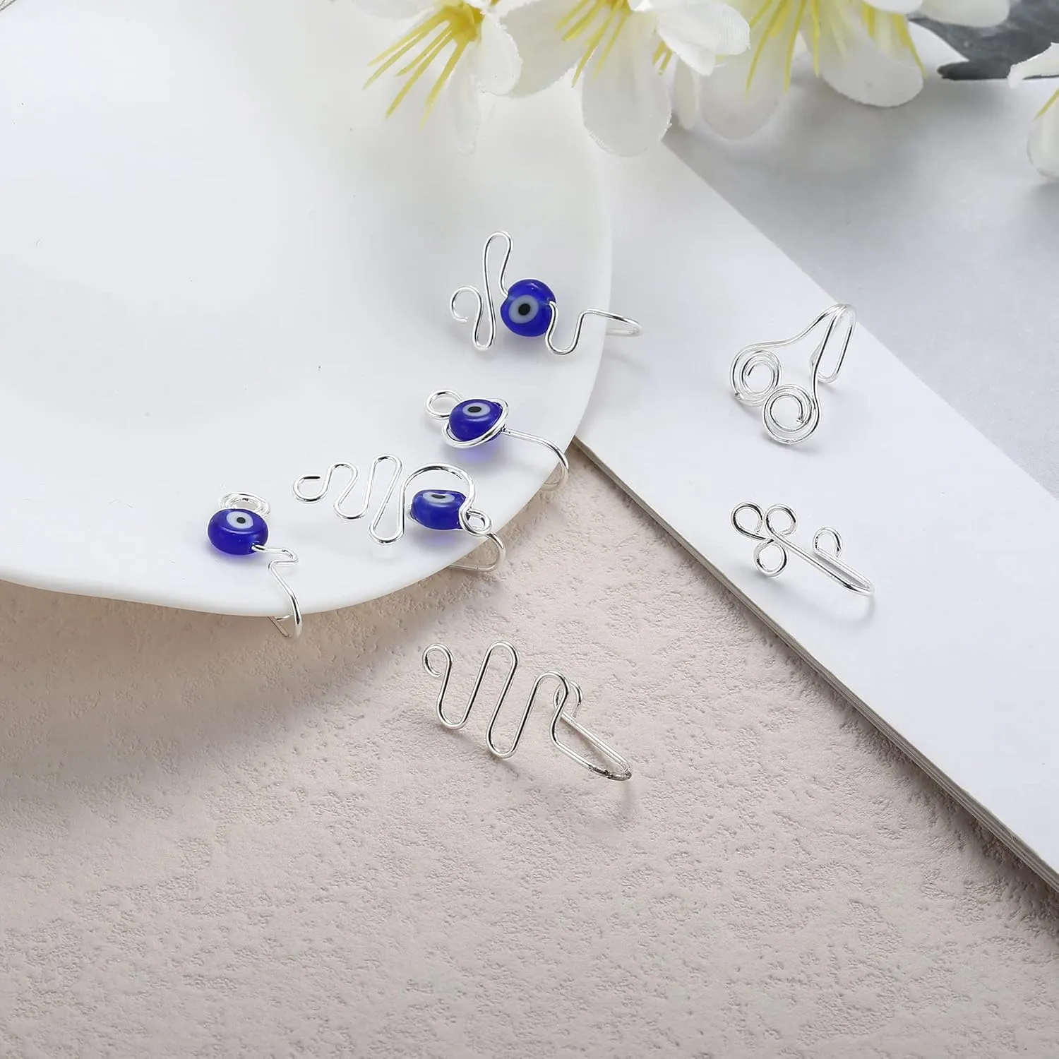 9-16pcs Multi-Style Adjustable Fake Nose Rings for Women Fake Nose Cuffs for Non Pierced Nose Heart Flower Butterfly Moon Star Clip on Fake Nose Ring Piercing