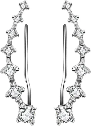 925 Sterling Silver Crawler Ear Cuffs 7 CZ Stones
