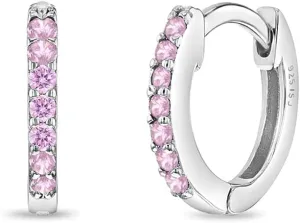 925 Sterling Silver Cubic Zirconia Small Hoop Huggie Earrings For Little Girls Dazzling Sterling Silver Huggie Hoop Earrings