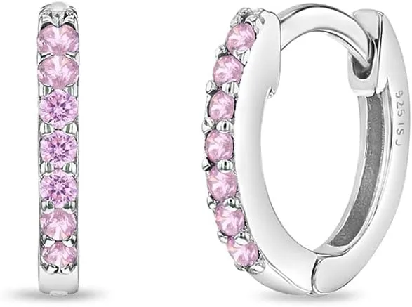 925 Sterling Silver Cubic Zirconia Small Hoop Huggie Earrings For Little Girls Dazzling Sterling Silver Huggie Hoop Earrings