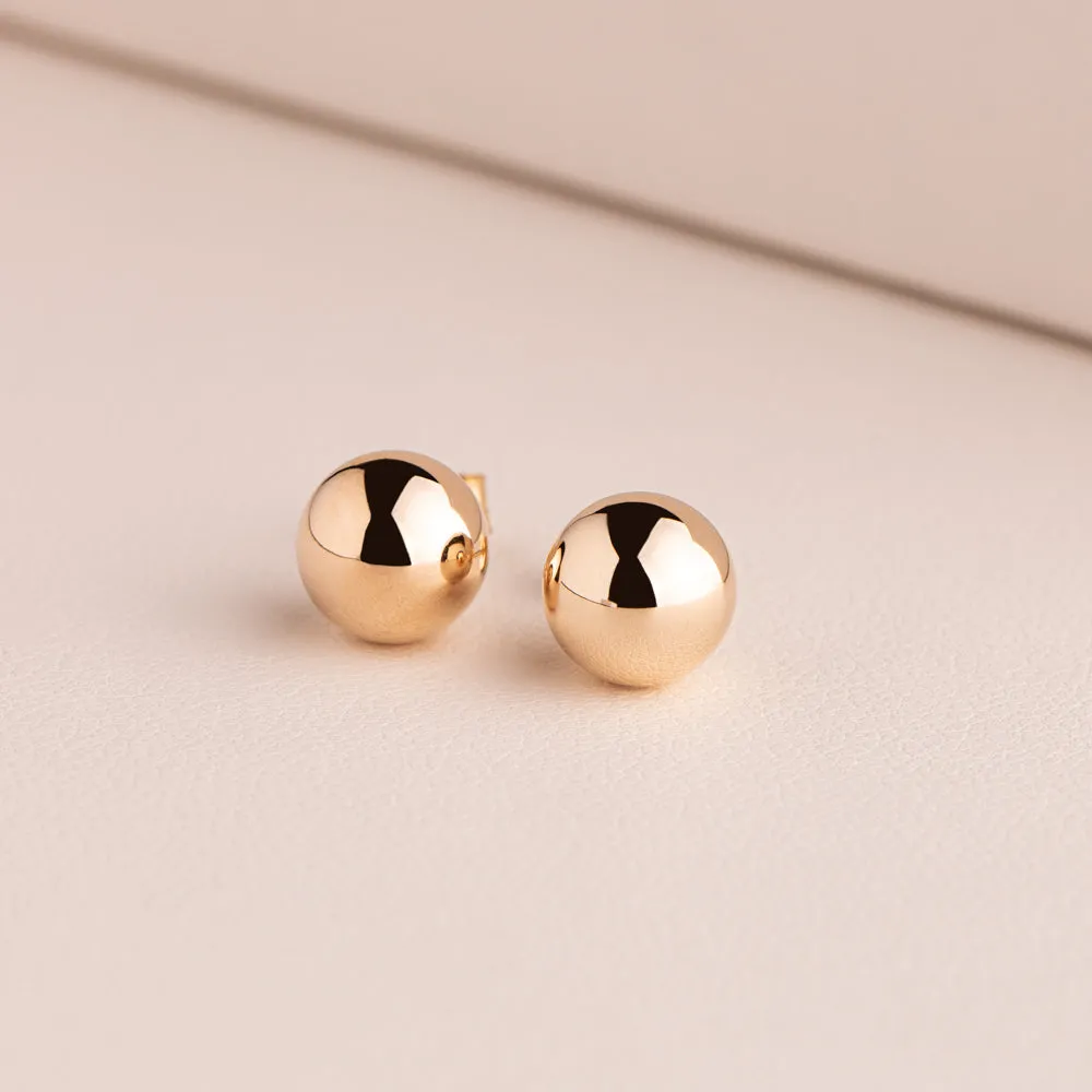 9ct Yellow Gold 8mm Ball Stud Earrings