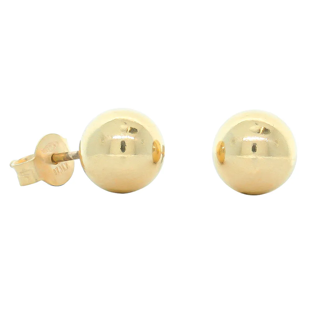 9ct Yellow Gold 8mm Ball Stud Earrings