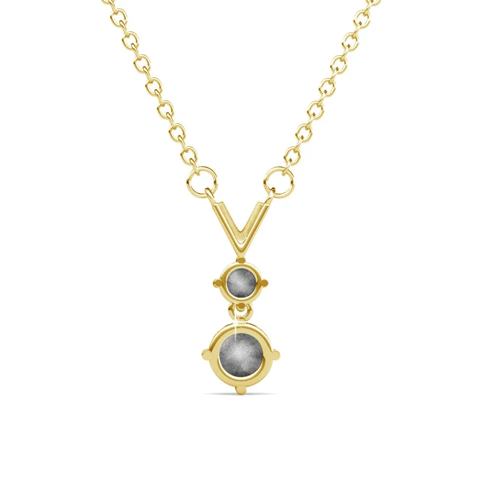 Andy "Unique" 18k White Gold Plated 2-Stone Pendant Necklace with Swarovski Crystals