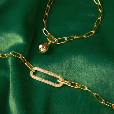 Ania Haie Gold Plated Paper Link CZ Pave Bracelet