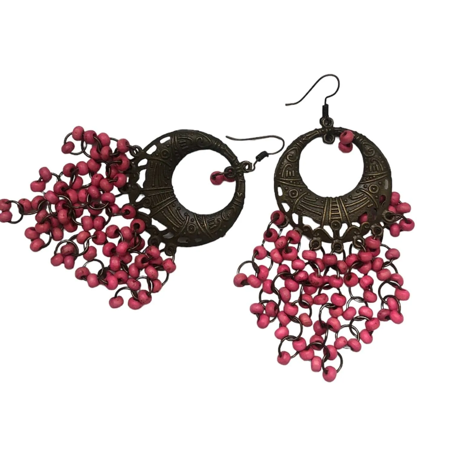Antic Brass Beaded Hoop Earrings