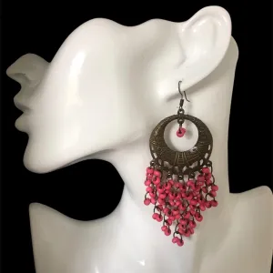 Antic Brass Beaded Hoop Earrings