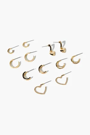 Assorted Heart Hoop Earring Set