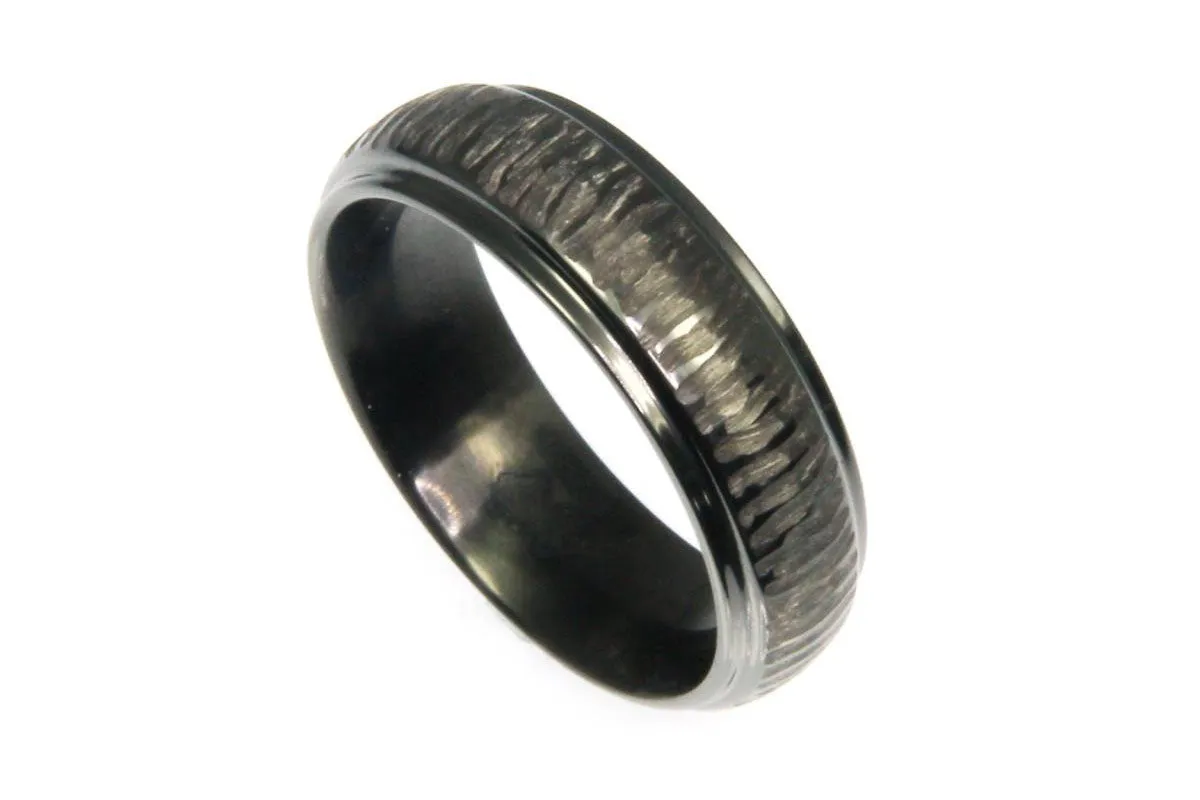 Bark Finished Black Zirconium Band