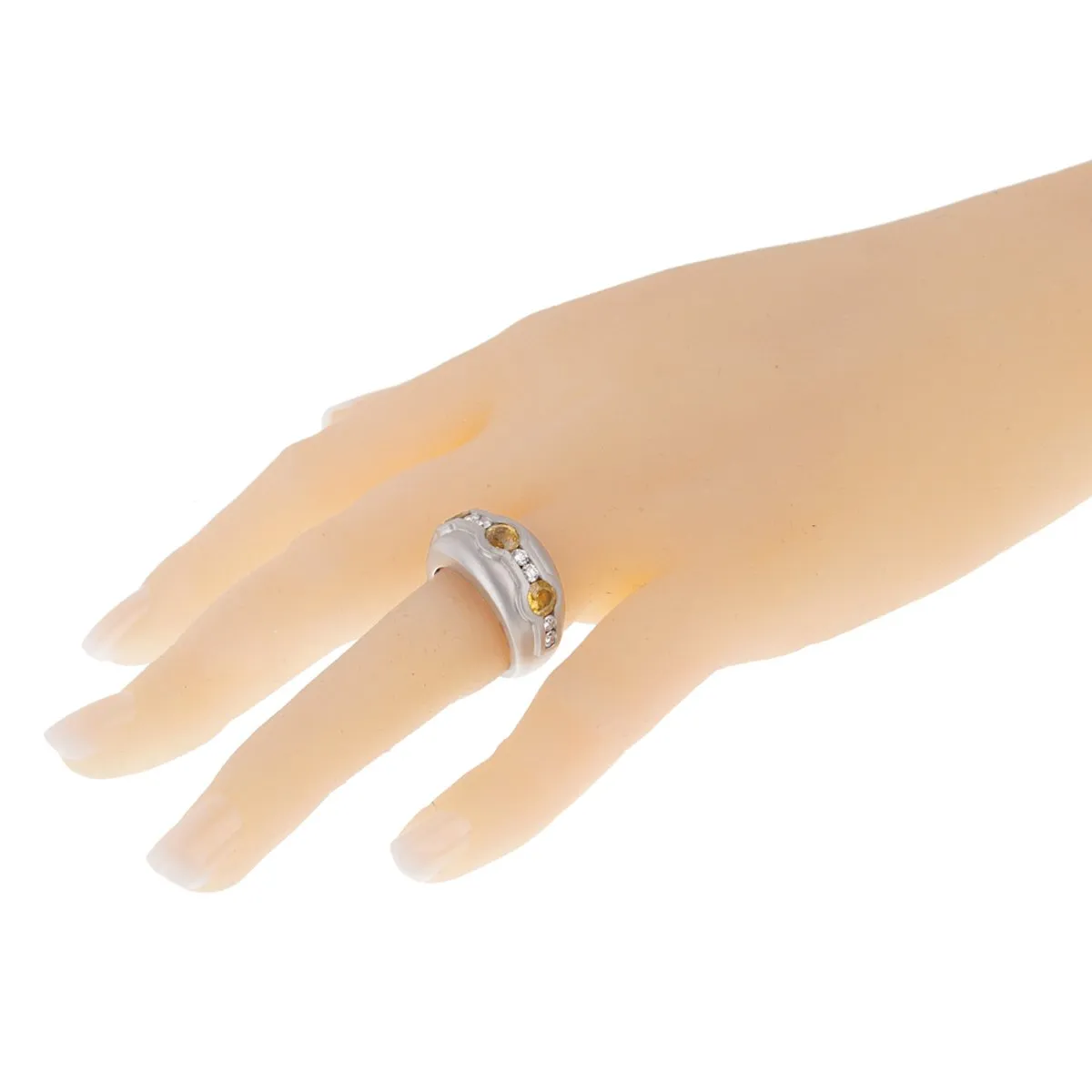 Barry Kieselstein Cord Diamond Yellow Sapphire Platinum Ring