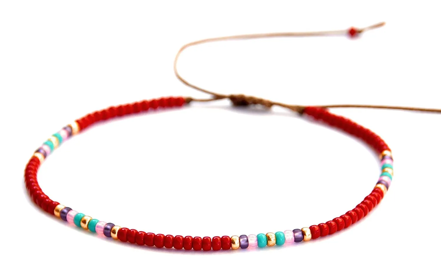 Beaded Anklet for Women, Boho Bohemian Native American Hippie Style, Unique Colorful Waterproof Beach Anklet, Handmade by Tribes