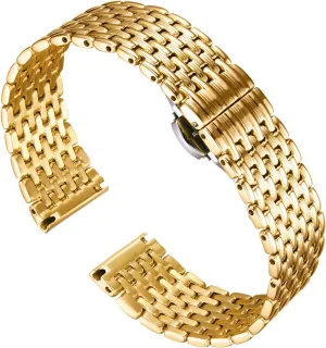 BINLUN Ultra Thin Mesh Stainless Steel Watch Band Light Watch Strap Polished Watch Bracelets Replacement 12mm/14mm/16mm/18mm/20mm/22mm for Men Women with Butterfly Buckle