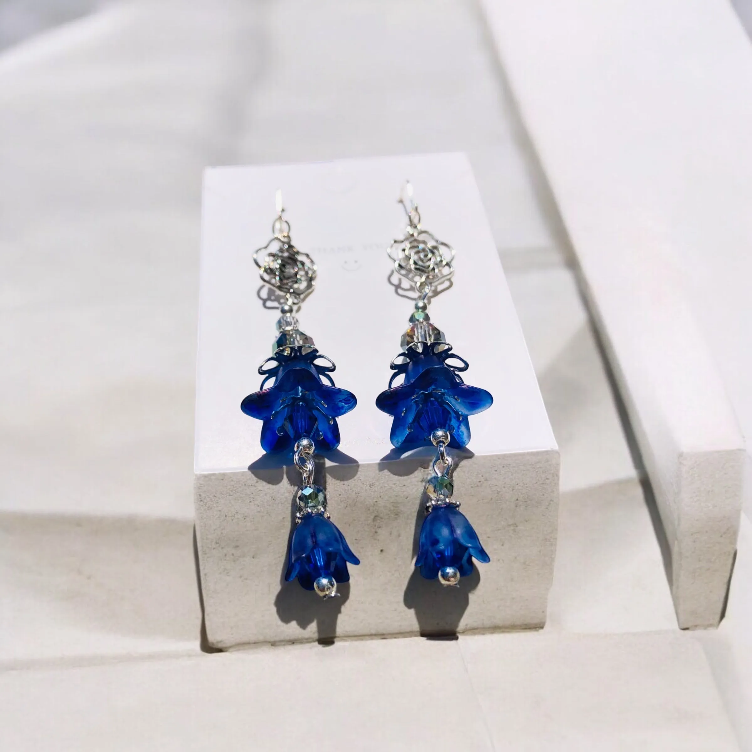 Blue Rose Bohemian Bloom Earrings