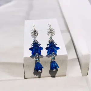 Blue Rose Bohemian Bloom Earrings